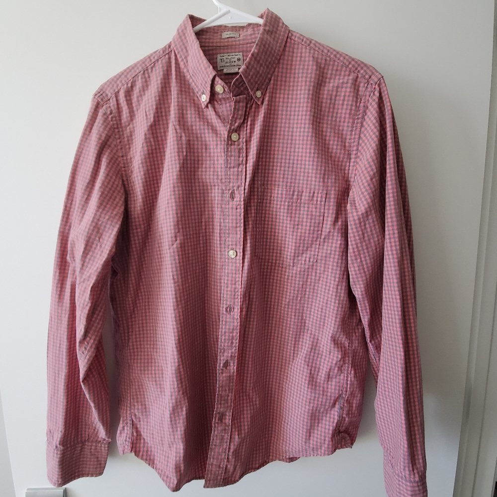 J. Crew Red/Grey Gingham Shirt